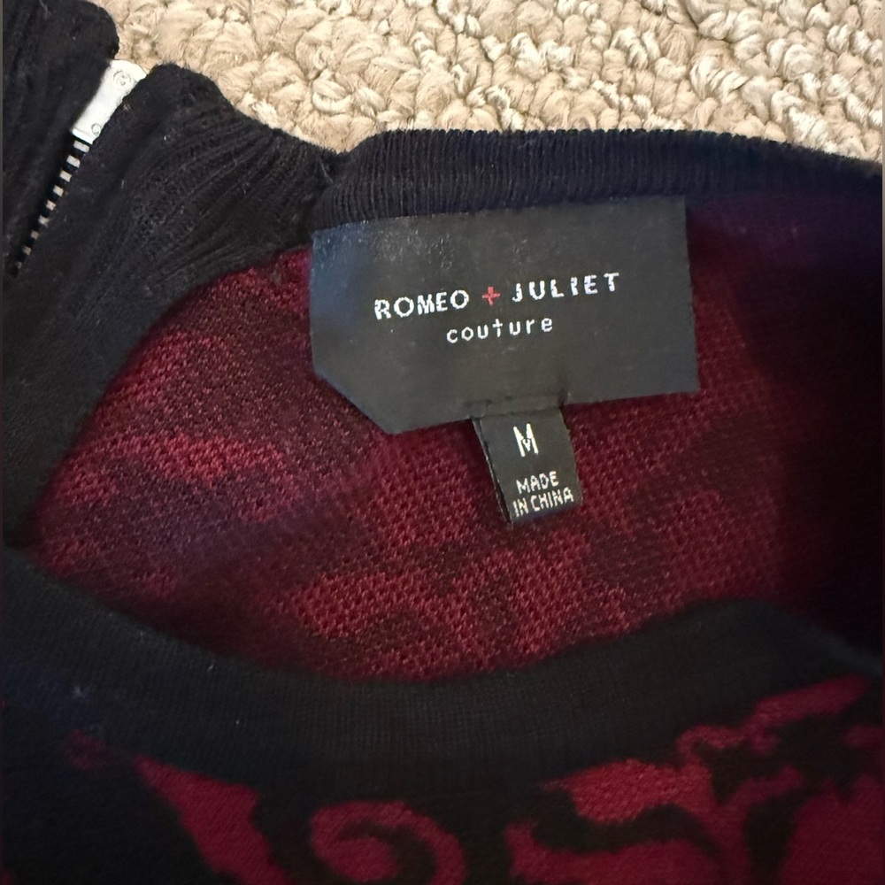 Romeo & Juliet Couture Sweater Dress Red Black Knit Date Night size M - Picture 7 of 7